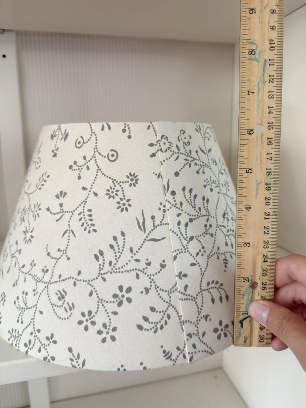IKEA | Small White Lampshade With Light Gray Dotted Vines Floral Minimalist GUC